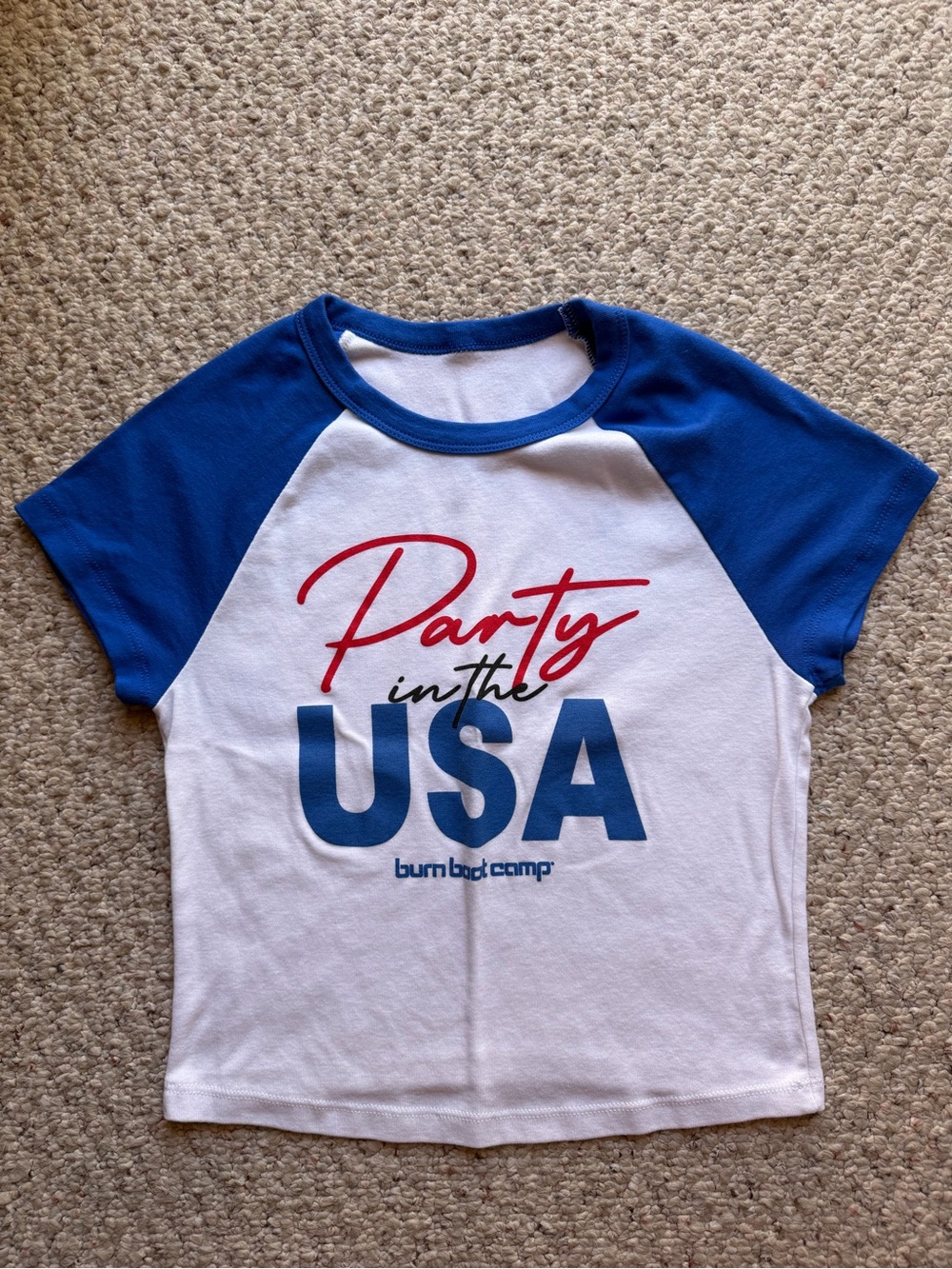 Burn Boot Camp Kids "Party in the USA" Blue & White Tee